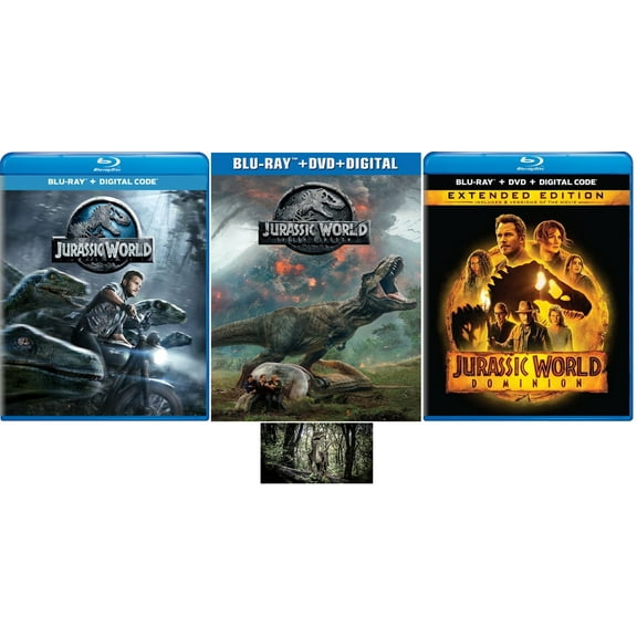 JURASSIC WORLD   FALLEN KINGDOM   DOMINION 3 Blu Ray Set Chris Pratt Includes Velociraptor Glossy Print Art Card New