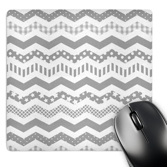 3dRose, Grey Chevron zigzag pattern with a twist - cute patterned zig zags, MousePad