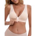 thumbnail image 5 of INSPIRE CHIC Women's Bras Front Closure Wireless Postpartum Breastfeeding Lingerie V-Neck Push Up Ribbed Nursing M Beige, 5 of 5