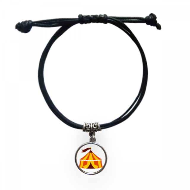Amusement Park Tent Color Illustration Bracelet Leather Rope Wristband Black Jewelry