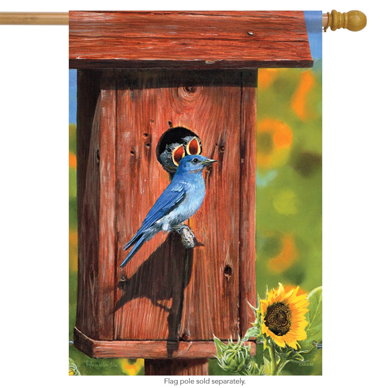 Bluebird & House Spring House Flag Bird Flower Decorative Banner 28" x