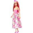 thumbnail image 4 of Barbie Royal Doll with Pink & Blonde Fantasy Hair, Colorful Accessories, Pink Ombre Bodice & Butterfly-Print Skirt, 4 of 5