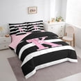 thumbnail image 3 of Feelyou Girls Glitter K Twin Bedding Sets 7-Piece, Initial A to Z Letter Bedding Comforter Set, Bling Diamond Ribbon Reversible Sheet Sets, Breathable Home Decor, 3 of 7