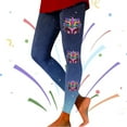thumbnail image 2 of QHFBli Mardi Gras Leggings for Women Shiny Legging Pants High Waisted Yoga Pants Dark Blue-3 L, 2 of 5