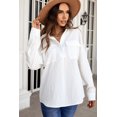 thumbnail image 2 of ABPHQTO Camisa de Mujer Blanca Manga Larga Abotonada con Bolsillo, 2 of 5