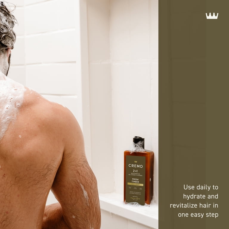 Cremo 2-in-1 Men's Shampoo and Conditioner, Fresh Timber Scent, 16