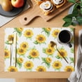 thumbnail image 2 of Sunflower Placemats Set of 4 Yellow Summer Floral Watercolor Place Mats Indoor Wipeable Table Mats Washable Cloth Dining Table Placemats for Kitchen Holiday Party Home Decor 13x19 Inch, 2 of 9