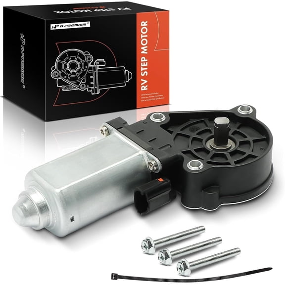 A-Premium 676061 RV Stair Entry Step Motor Compatible with Kwikee & Lippert Components, Replace# 1101428 379147 214-1001, for Series 22 23 26 28 30 31 33-41, Includes 3 Screws & 1 Zip Tie