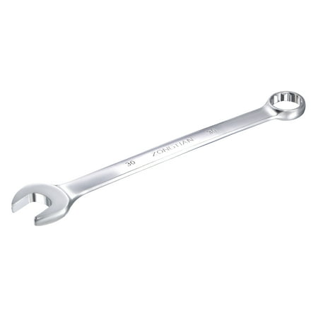 

Uxcell 30mm Combination Wrench with Offset Box End and Angled Open End Metric Mirror-Chrome Plated High Carbon Steel