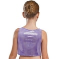 thumbnail image 4 of inlzdz Débardeur Métallisé à Volants pour Filles Sans Manches de Danse Jazz Court Col Rond T-Shirt Violet m, 4 of 5