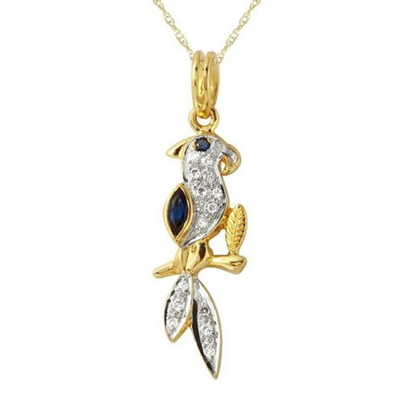 Foreli 0.22CTW Sapphire And Diamond 18k Yellow Gold Necklace