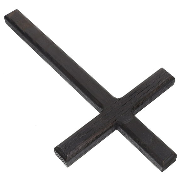 CRAFTHROU 1Pcs Wall-Hanging Crosses Wooden Cross for Home Decor in Black