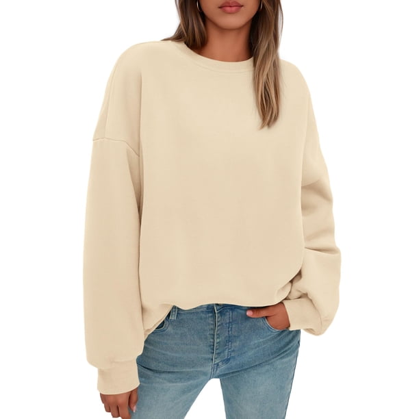 Buzo PRETTYGARDEN Oversized Cuello Redondo Manga Larga Beige XL