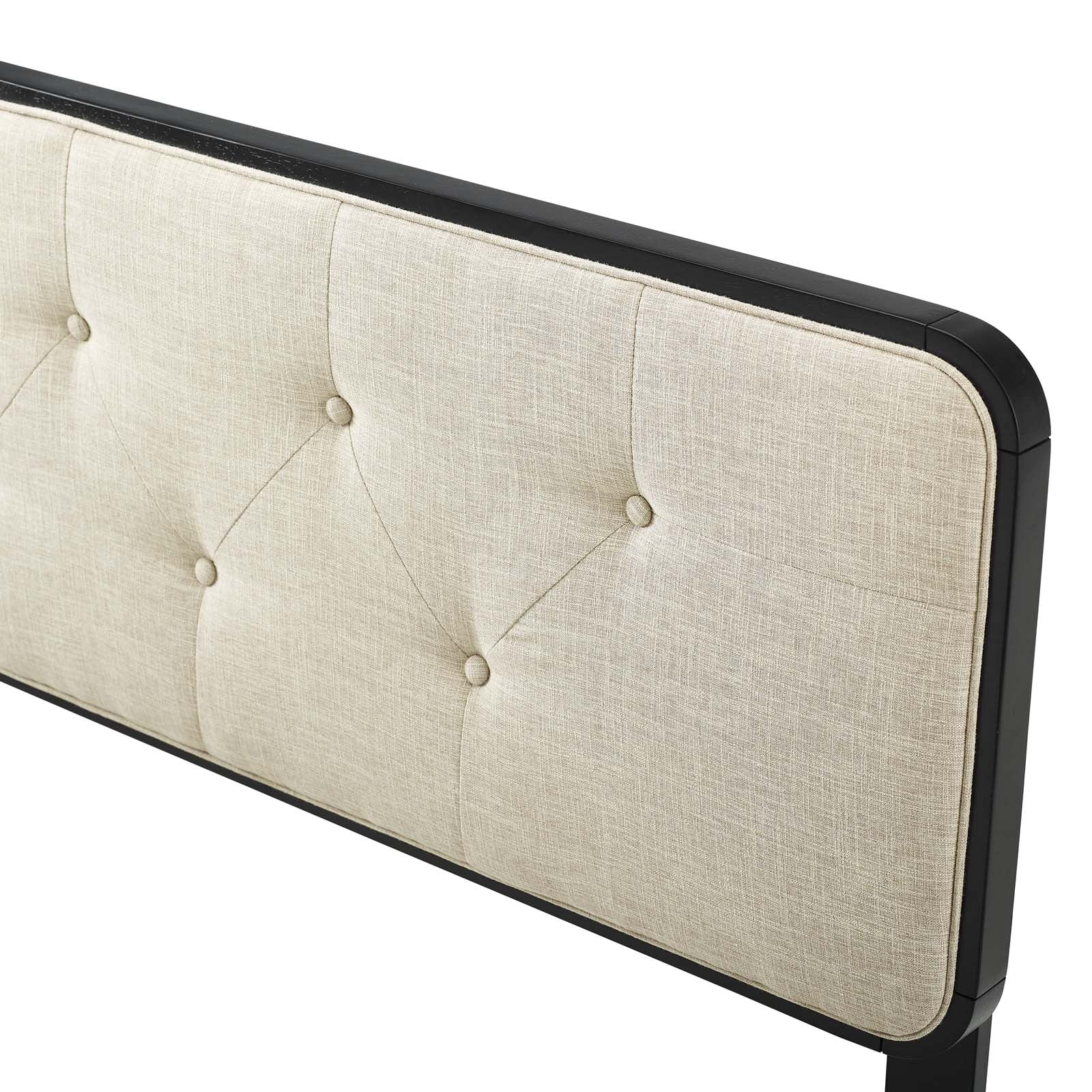 Tufted Headboard, Queen Size, Wood, Fabric, Black Beige, Modern Contemporary Urban Design, Bedroom Master Guest Suite