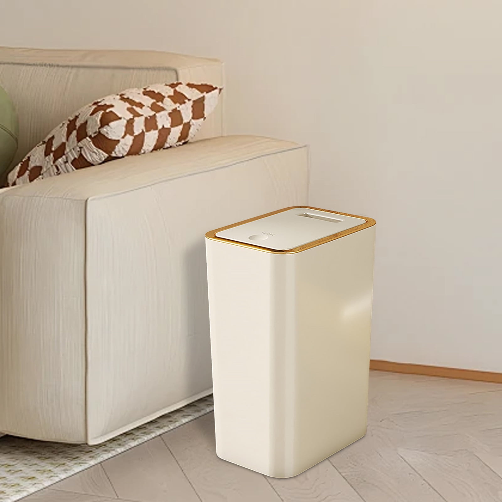 XiYing 10L Step-On Trash Can with Lid, Press-Top Garbage Bin, Plastic Wastebasket for Bathroom, Office, Or Bedroom, 1 Count