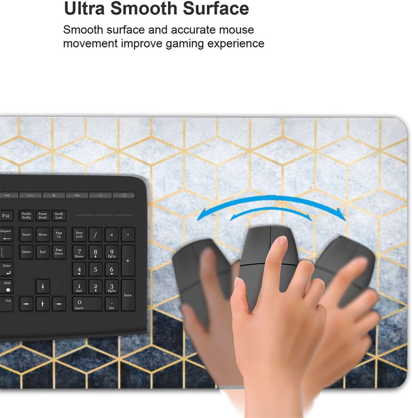 Gaming Mouse Pad Large Desk Mat,Desk Pad Extended Keyboard Pad,Anti-Slip Rubber Base Mouse Pad for Women Girls Work,Game,Office,Home 35.4"X15.7",Blue Gradient Cubes