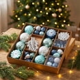 thumbnail image 5 of Blue‑Silver Christmas Tree Ornament Set 62 Pack, Shatterproof Plastic Baubles, Snowflake, Star and Leaf Hanging Decorations for Holiday Party Decor, 5 of 6