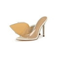thumbnail image 4 of Women's Transparent Vamp Clear Stiletto Pointy Toe Mule Heel Sandal 19692, 4 of 6