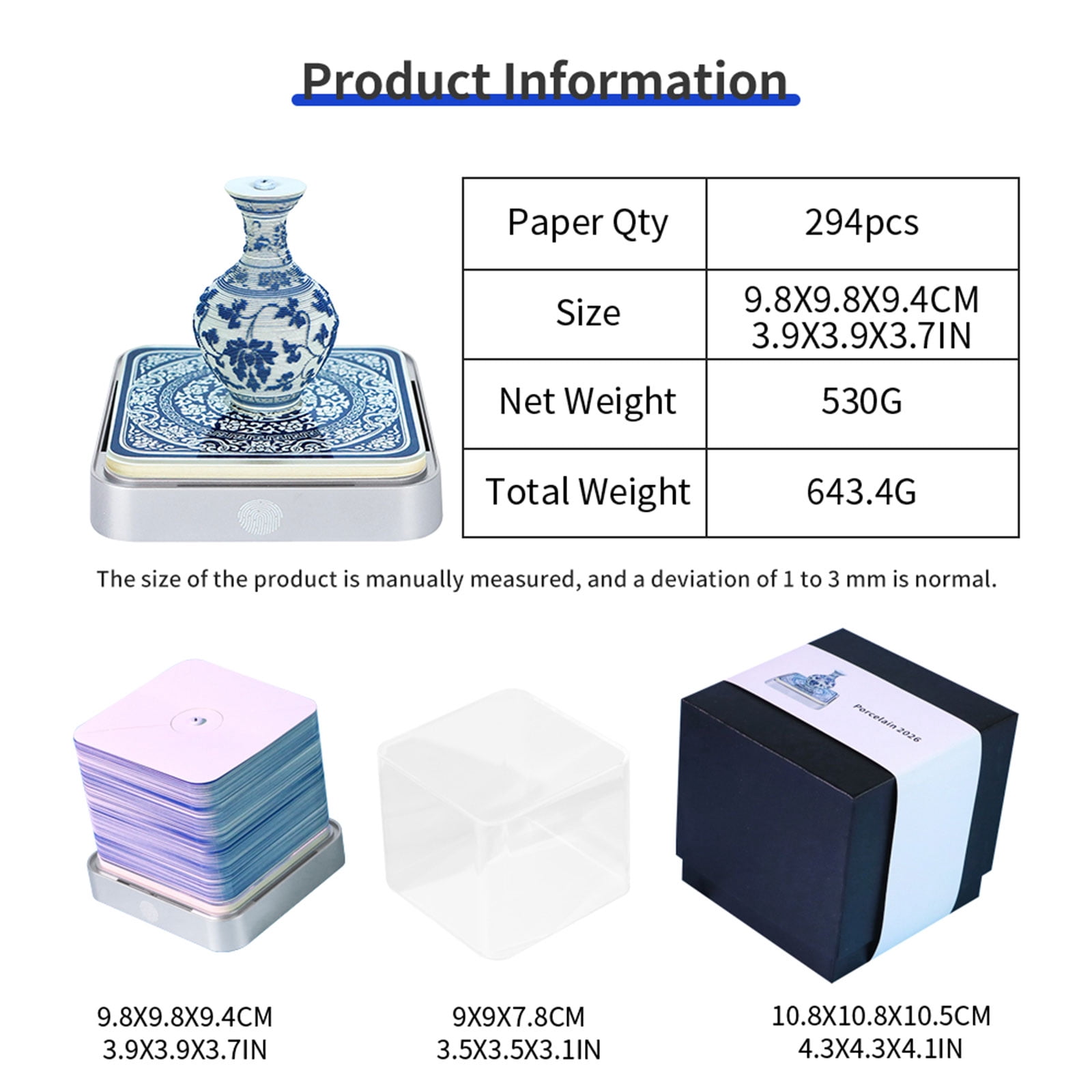 2026 3D Paper Sculpture Calendar Featuring traditional Blue And White Design Crafted For Study Area Table Display