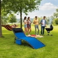 thumbnail image 4 of Multifunctional Reclining Garden Chair-Foldable with Side Pockets & Removable Pillow,Adjustable Backrest-Lightweight and Portable,Suitable for Outdoor Use, Beach, Pool,and Camping-Set of 4,Blue, 4 of 7