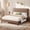 Dark Brown, variant on Frostbloom Queen Bed Frame, Upholstered Faux Leather Platform Bed with Adjustable Headboard, Dark Brown