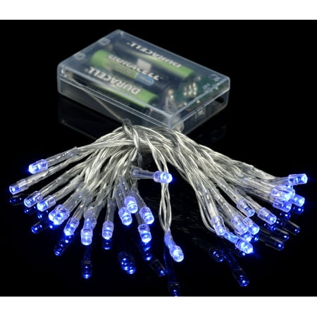 30 LED Blue Mini String Lights, 10.8 FT Clear Cord, Battery Operated - Walmart.com