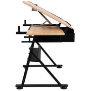 HomGarden Wood Drafting Desk Drawing Table Art Craft Station Tiltable W/ Stool & Drawer