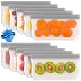 thumbnail image 1 of QUTETN 10-Pack Reusable Leakproof Freezer Bags with Zipper Closure - Food-Safe Polyester Rectangular Storage Bags for Meat  Lunch  Travel  Fruits  Vegetables & Candy - Airtight Containers, 1 of 6