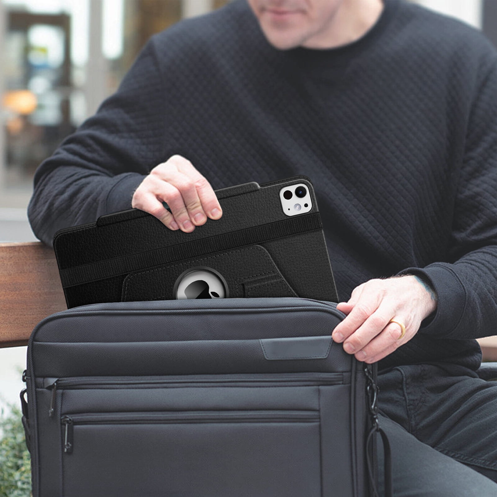 Fintie Rotating Case for iPad Pro 13-inch M4 Chip 2024 Release, 360 Degree Swiveling Protective Stand Cover with Pencil Holder, Black