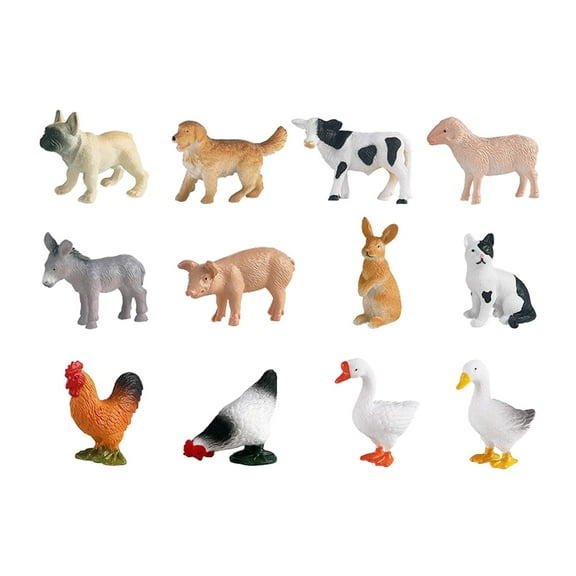 Rushawy 12 Pieces Farm Animals Model Cognitive Toy Animal Toy Figurines Set for Boys