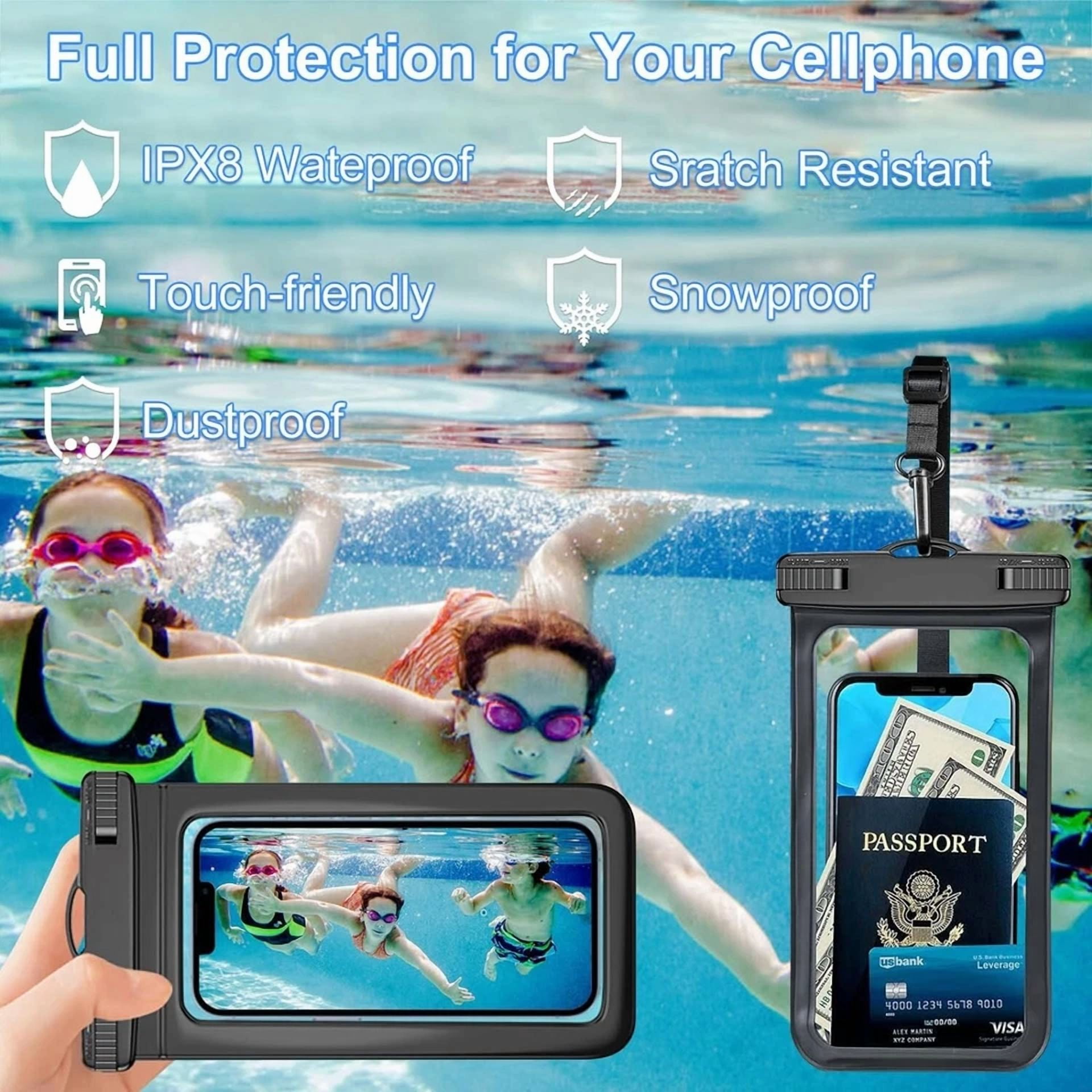 4 Pack Floating Waterproof Phone Pouch Universal Underwater Dry Bag Phone Case