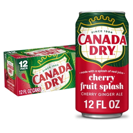 Canada Dry Caffeine Free Fruit Splash Cherry Ginger Ale Soda Pop, 12 fl oz, 12 Pack Cans