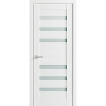Solid French Door Frosted Glass 42 x 80 inches | Quadro 4266 White Silk | Single Regular Panel Frame Trims Handle | Bathroom Bedroom Sturdy Doors