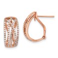 thumbnail image 1 of 14k Rose Gold Diamond Omega Back Earrings Drop Dangle, 1 of 6