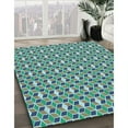 thumbnail image 2 of Ahgly Company Indoor Round Patterned Turquoise Green Area Rugs, 4' Round, 2 of 6