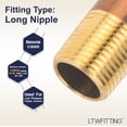 thumbnail image 3 of LTWFITTING Brass Pipe Nipple, Threaded Insert Fitting, 3" Long x 1/2" Male NPT for Air Water (pack of 5), 3 of 5