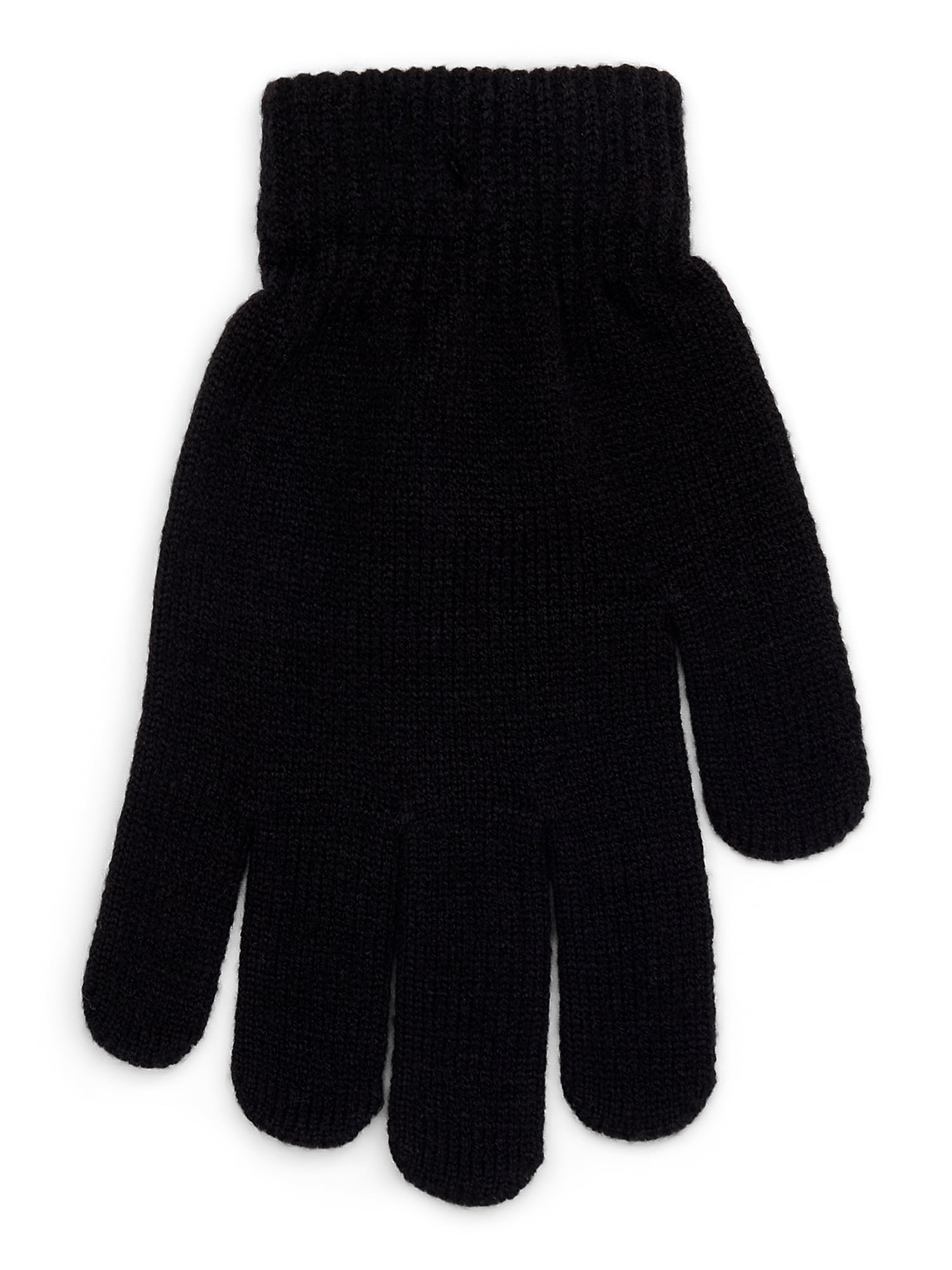 Time and Tru Women's Knit Gloves, 2-Pack, Black Soot