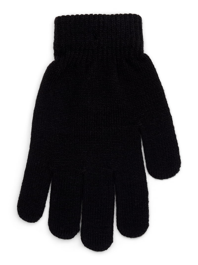 Time and Tru Women's Knit Gloves, 2-Pack, Black Soot - Walmart.com