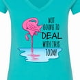 thumbnail image 4 of Inktastic Not Going to Deal with This Today Sleeping Flamingo Women's V-Neck T-Shirt, 4 of 5