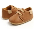 thumbnail image 5 of Baby Boys Girl Lace Up Leather Sneakers Soft Rubber Sole Infant Moccasins Newborn Oxford Loafers Rubber Sole Anti-Slip Toddler Wedding Uniform Dress Shoes 0-18 Months, 5 of 7
