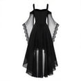 thumbnail image 5 of Women's Dress Cold Shoulder Sleeveless Solid Color Chiffon Butterfly Sleeve Gothic Irregular Hem Dress for Lolita Cosplay,Black,L, 5 of 6