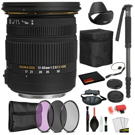 Sigma 17-50mm f/2.8 EX DC OS HSM Lens for Canon EF with Bundle