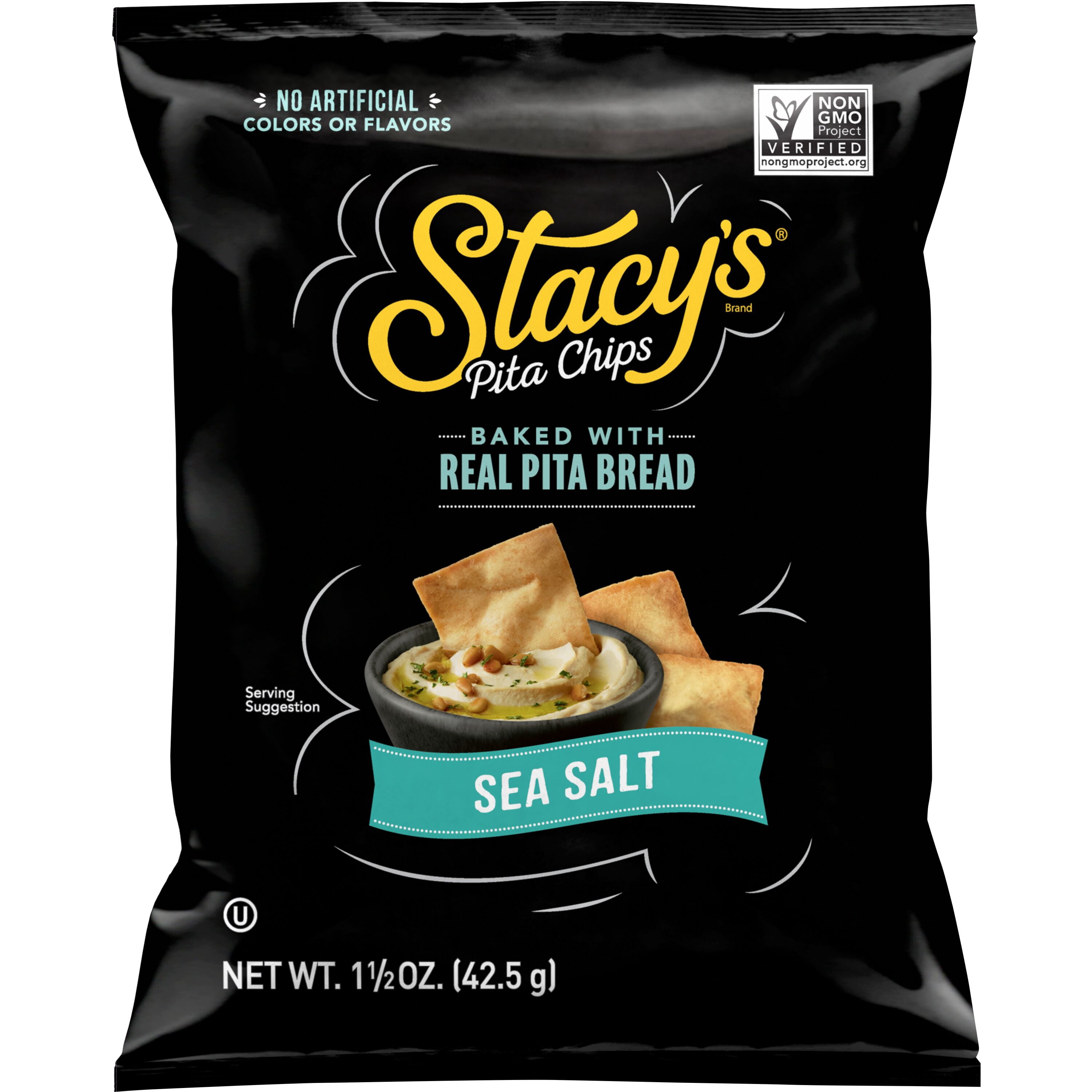 (5 pack) Stacy's No Artificial Colors or Flavors Sea Salt Pita Chips Bag, 1.5 oz
