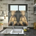 thumbnail image 4 of Wobogo Cute Teddy Bear Doll Kitchen Curtains 2 Piece Set Farmhouse Country Style Light Filtering Small Window Drapes Suitable for Bathroom Laundry Room and RV 27x24in, 4 of 9