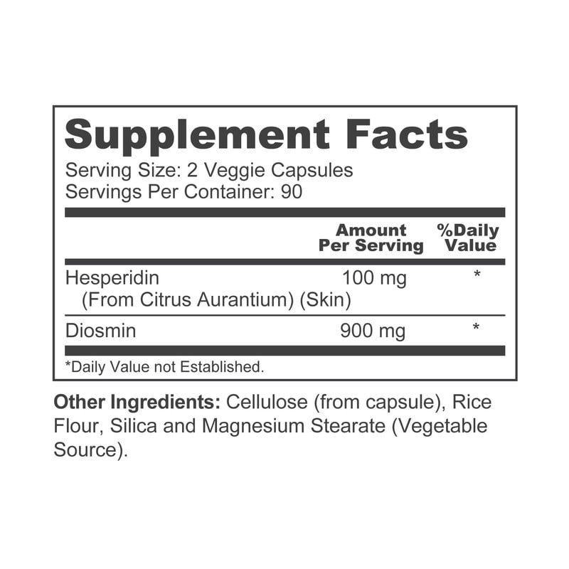 NusaPure Diosmin-Hesperidin 1000mg: 180 Vegan Capsules for Unisex Wellness, Non-GMO, Gluten-Free Dietary Supplement for Unisex Adult