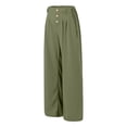 thumbnail image 6 of vigerkar Womens Casual Wide Leg Pants High Waisted Button Decor Loose Straight Long Trousers Dressy Palazzo Pant with Pockets Green, L, 6 of 6