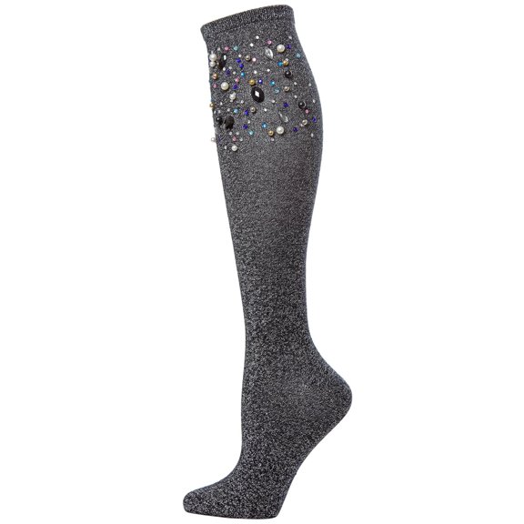 MeMoi Women's Mixed Jewel Shimmer Knee High Socks - Womens - Female, 9-11, Black
