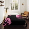 thumbnail image 4 of Pink Rose Tapestry for Bedroom Wall Hanging Tapestry, Vintage Abstract Garden Flower Floral Black Ceiling Backdrop Tapestries Poster Blanket Wall Decor for Teens Room Living Room Dorm 59" x 90", 4 of 8