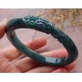 thumbnail image 5 of Certified Icy Green Burma Natural A JADE Jadeite Dragon Bangle Bracelet 57 mm 655805 TN, 5 of 14