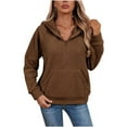 thumbnail image 4 of FAIWAD Womens Sweatshirts Half Zip Fleece Cropped Hoodies Fall Winter Casual Hooded Pocket Tops, 4 of 8